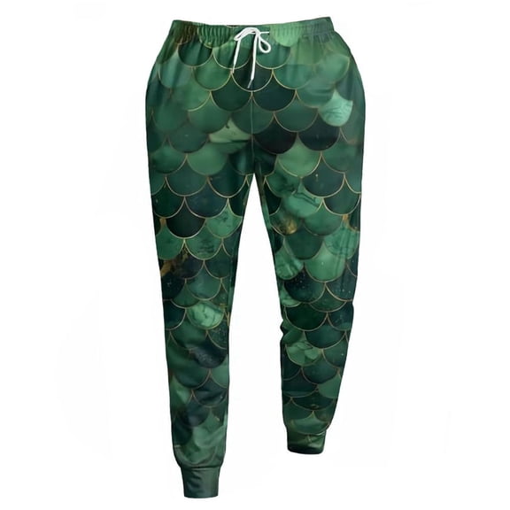 Men's Elastic Waist Drawstring Sweatpants Printed Athletic Jogging Comfy Soft Stylish Casual Trousers Dark Green XL