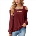 thumbnail image 1 of Blusa de Verano con Escote Cuadrado y Hombros Descubiertos para Mujer, Color Rojo Vino M, 1 of 8