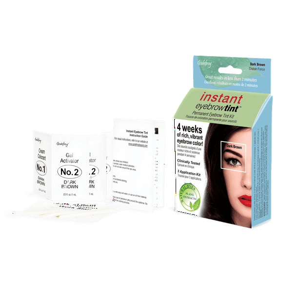 Godefroy Instant Eyebrow Tint, 3 application kit, Dark Brown