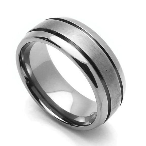 Men Women 8MM Comfort Fit Titanium Wedding Band Beveled Edges Grooved Ring (Size 7 to 14)