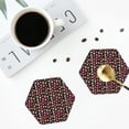 thumbnail image 4 of Naloa Colourfull Owl Leather Coasters for Drinks, Durable Drink Coasters 4 Set for Tabletop Protection, Luxurious Home Décor and Housewarming Gift ( {designName})Hexagon, 4 of 6