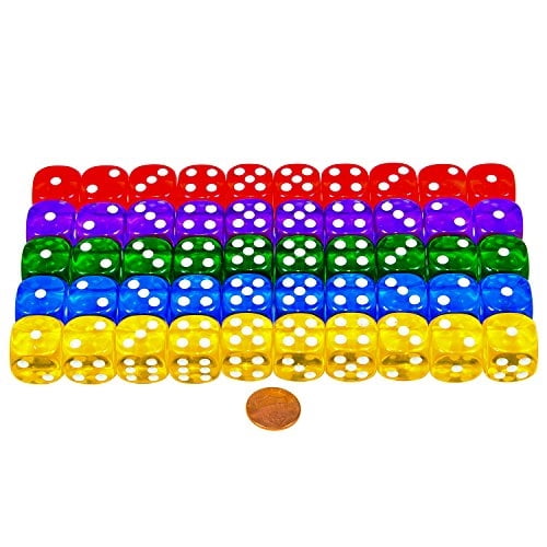 Harilla 50 Dados Acrílicos De Esquina Redonda – D6 De 16 Mm, Negros, Ideales Para Juegos De Cartas, Rol Y D&D