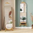 thumbnail image 4 of HLR 61.5"x 20" Full Length Mirror Arched Standing Floor Mirror Full Body Mirror, Gold, 4 of 7