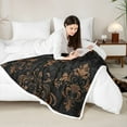 thumbnail image 4 of Manfei Bohemian Damask Sherpa Blanket 40x50, Black Brown Fuzzy Blanket Throw, Victorian Flower Flannel Blanket, Breathable Bedroom Decoration, 4 of 8