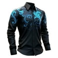thumbnail image 3 of Mens Shirts Casual Carnival Gothic Festival Print Long Sleeve Top Dark Style Comfortable Shirt for Men Light Blue M, 3 of 4