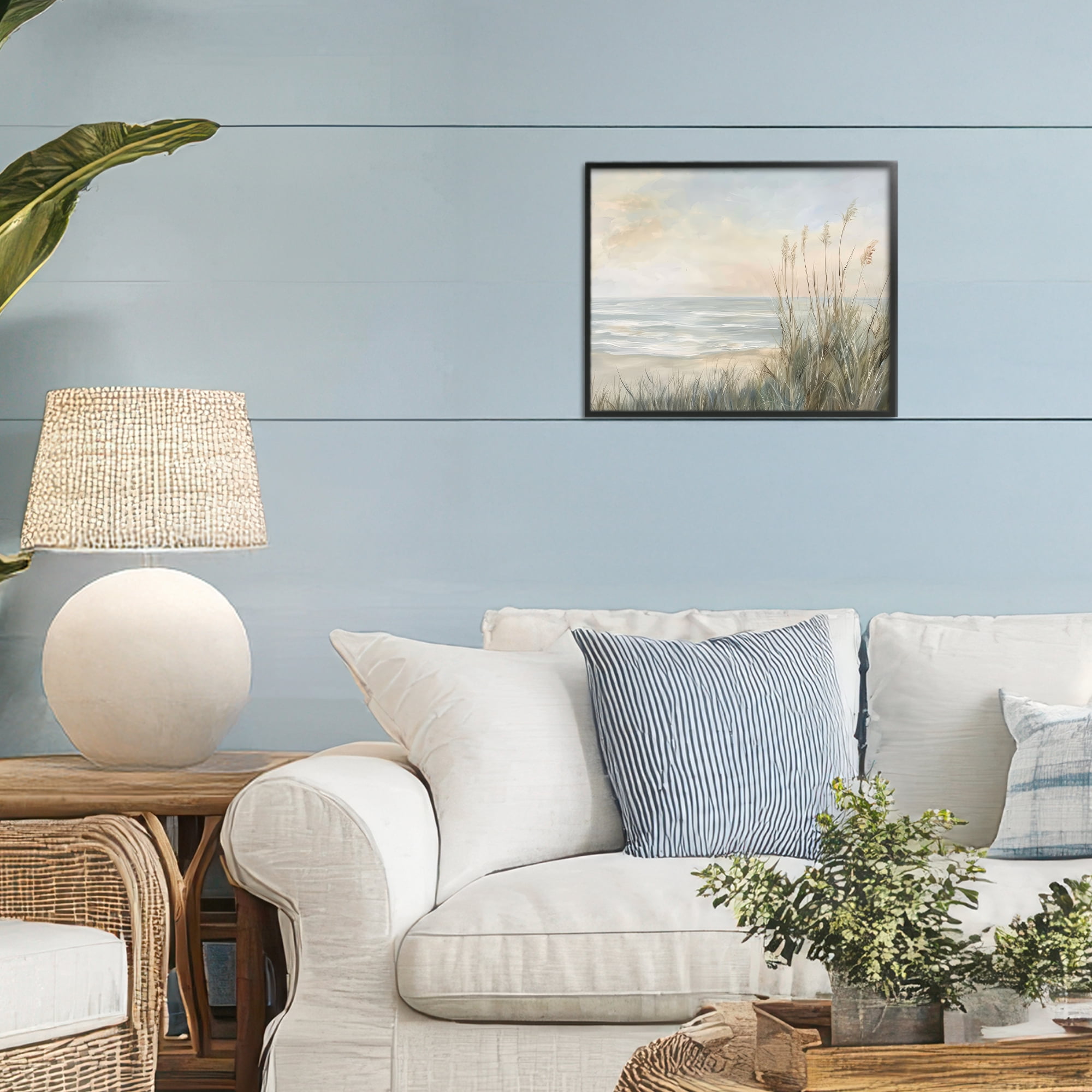 Stupell Industries Scenic Beach Dunes at Dawn Black Framed Giclee Art, design by Petal Prints Design