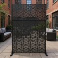 thumbnail image 3 of YUSAZENS Galvanized Steel Outdoor Privacy Screen, 3-Piece Set, Weather Resistant for Patio Backyard Black, 3 of 7