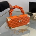 thumbnail image 1 of LNGOOR Solid Color Pu Leather Quilted Rhombus Small Box Bag  Bow Decoration  Pleated Hand Box Bag  Metal Chain Can Be Slanted On The Shoulder  Daily Gift  Small Square Bag For Girls, 1 of 7