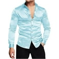 thumbnail image 2 of LNWUY Men's Luxury Shiny Silk like Satin Dress Shirt Long Sleeve Casual Slim Fit Muscle Button up Shirts Outdoor Loose Comfy Top White L, 2 of 6