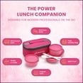 thumbnail image 3 of oliveware Double Decker Lunch Box Tiffin, 3 Containers with Plastic Spoon & Fork (2x300ml & 450ml), 100% Leak Proof & BPA Free - Pink, 3 of 5