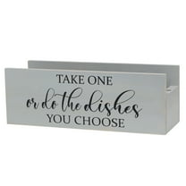 Wood Kitchen Organizer L "Take One or do the Dishes.." Black Script - Gray