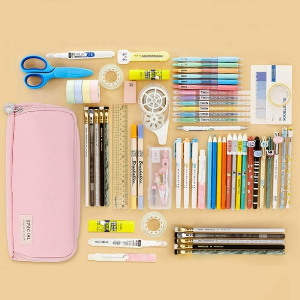 Vaschy Grande trousse à crayons, pochette pour crayons de couleur avec 3  couches détachables et plusieurs poches zippées pour l’école, le bureau et  la