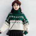 thumbnail image 3 of Suéter de cuello alto de Navidad para mujer, estilo coreano, igual que los jerséis de celebridades de Internet, suéteres femeninos dulces, ropa de otoño e invierno, 3 of 4