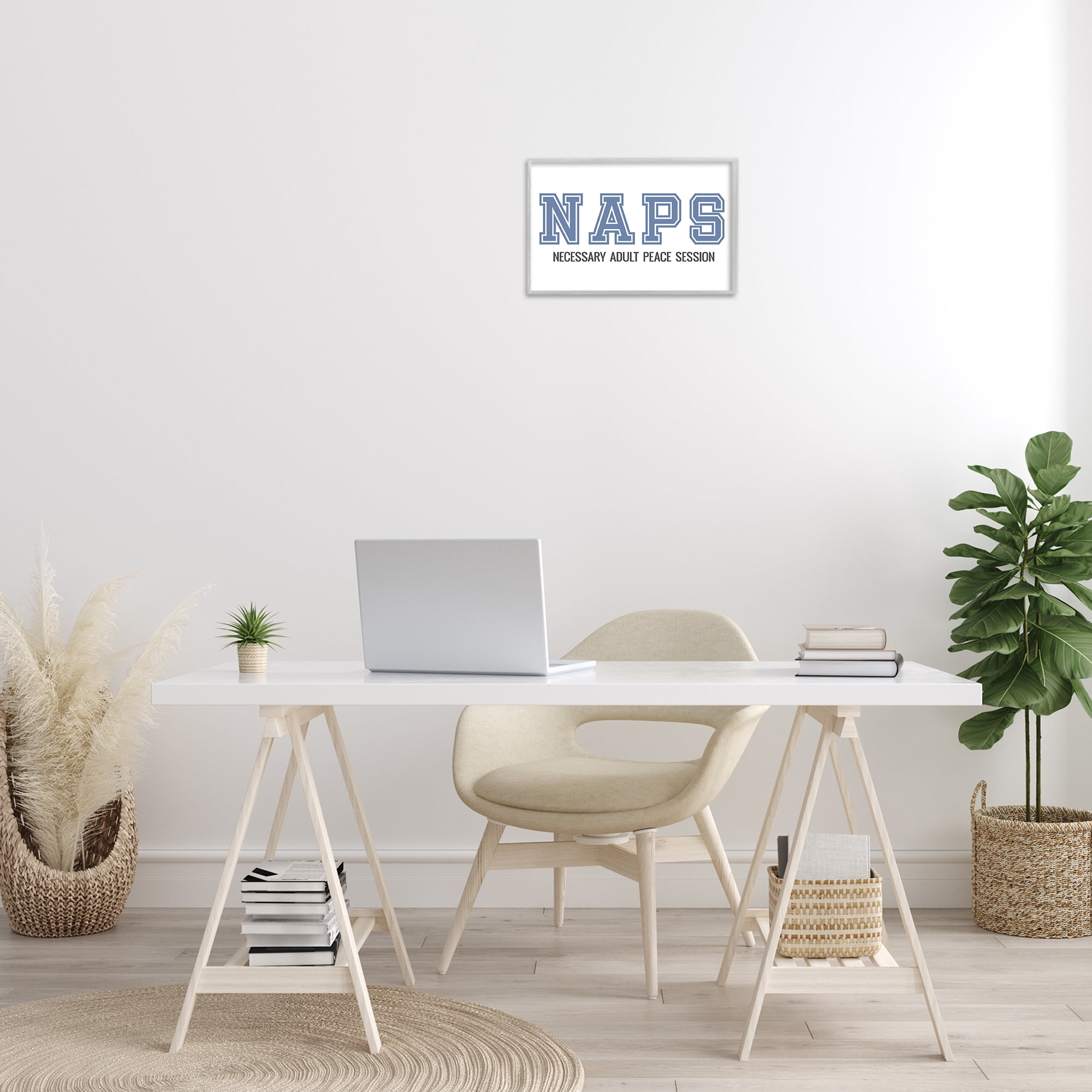 Stupell Industries Funny Naps Phrase Typography Painting Gray Framed Art Print Wall Art, 18 x 12
