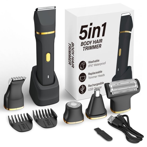 Recortadora de bikini eléctrica KINGTEE 5 en 1 IPX7 impermeable negra
