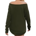 thumbnail image 3 of HUBERY Women Off Shoulder Long Sleeve Curved Hem Solid Color Mid Length Top, 3 of 3