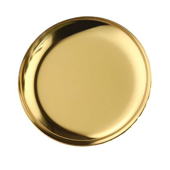 YLLSF for Stainless Steel Storage Tray Round Jewelry Plate Cosmetics Plate Dish Dessert
