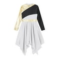 thumbnail image 5 of iiniim Kids Girls Dance Long Sleeve Metallic Color Block Ballet Dress Size 6-16 White 16, 5 of 7