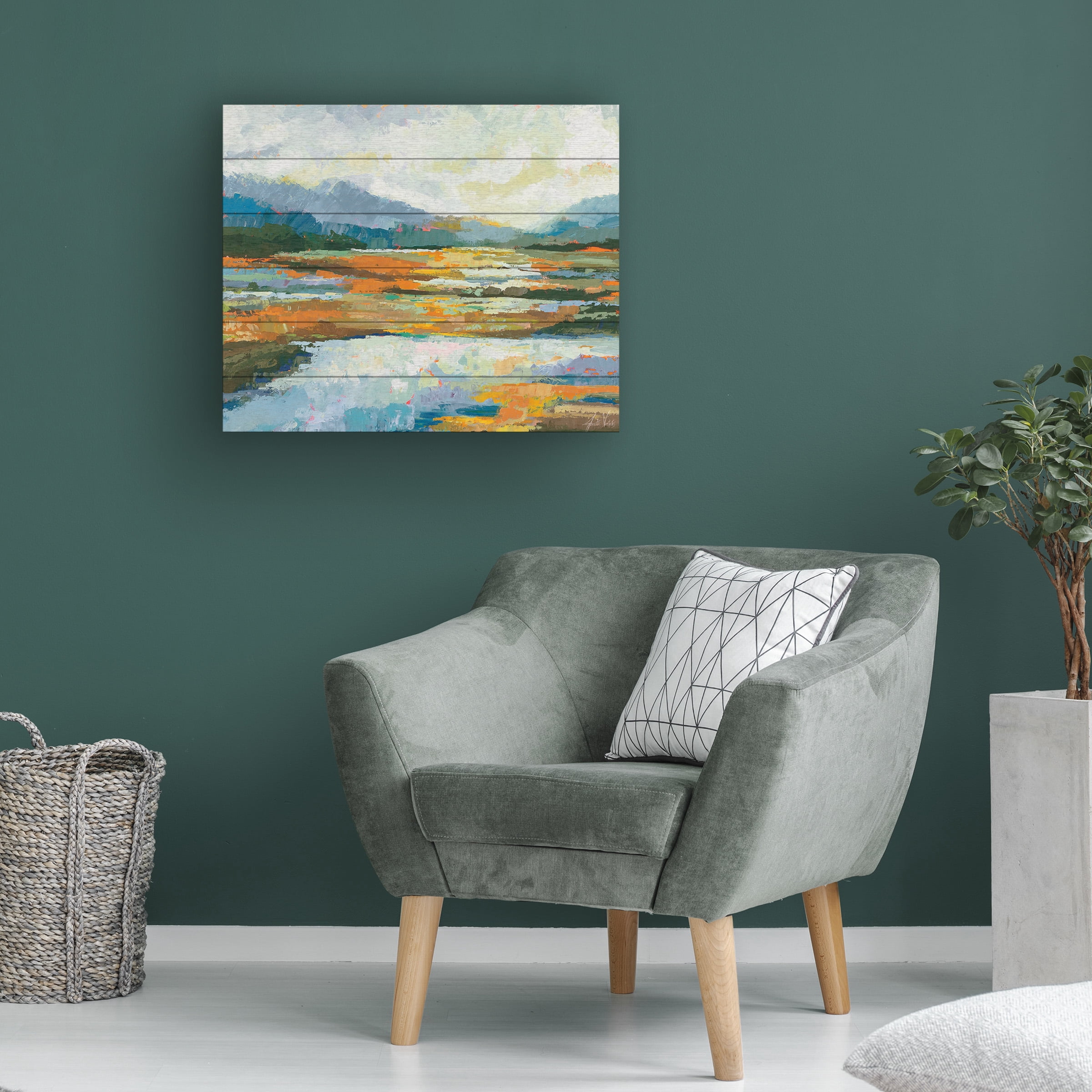 Jeanette Vertentes 'Fall Marsh' Wood Slat Art 18x22