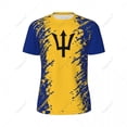 thumbnail image 2 of Exclusive design Barbados Flag Grain 3D Printed Men For Running Bike Soccer Tennis Fitness Sports tshirt Mesh Fans Short T-shirt, 2 of 10