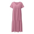 thumbnail image 5 of Vestido largo asimétrico informal con cuello en V para mujer - Bajo acampanado - Color liso - Poliéster - Versátil para cualquier ocasión - Tallas S-XXXXXL, 5 of 5