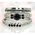 thumbnail image 2 of Hitanshu Jewels His & Her 3Pc Black CZ Trio Wedding Ring Set in Silver Finish – Bridal Engagement Matching Bands, 2 of 7