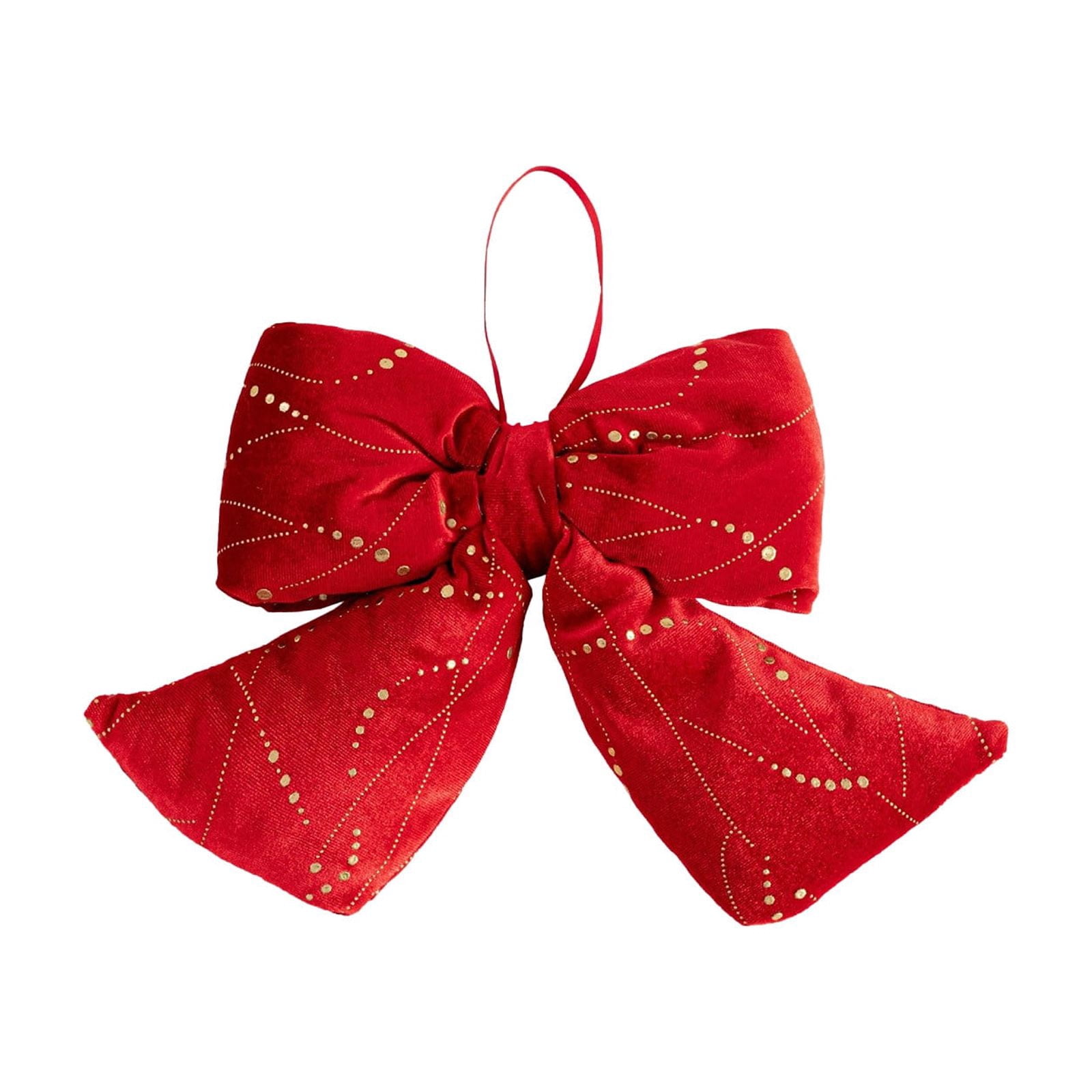 Matoen Flocking Velvet Christmas Tree Bow Ornament, Classic Xmas Décor for Xmas Tree Gift Wrapping Party Supplies, Red Velvet Bow with Hanging Loop