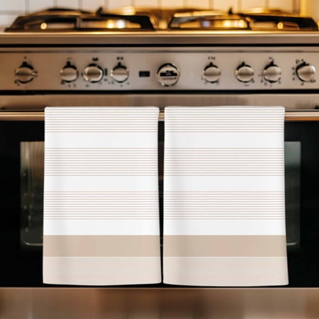 Brown Stripe Kitchen Towels Set of 4 Modern Rustic Horizontal Brown Striped Absorbent Dish Towels for Kitchen Microfiber Hand Towel Quick Drying Tea Towel for Cleaning Decorative Dishcloths