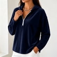 thumbnail image 4 of tarylea Velour Hoodies for Women Long Sleeve Half Zipper Pullover Tops Casual Loose Fall Plain Tops, 4 of 5