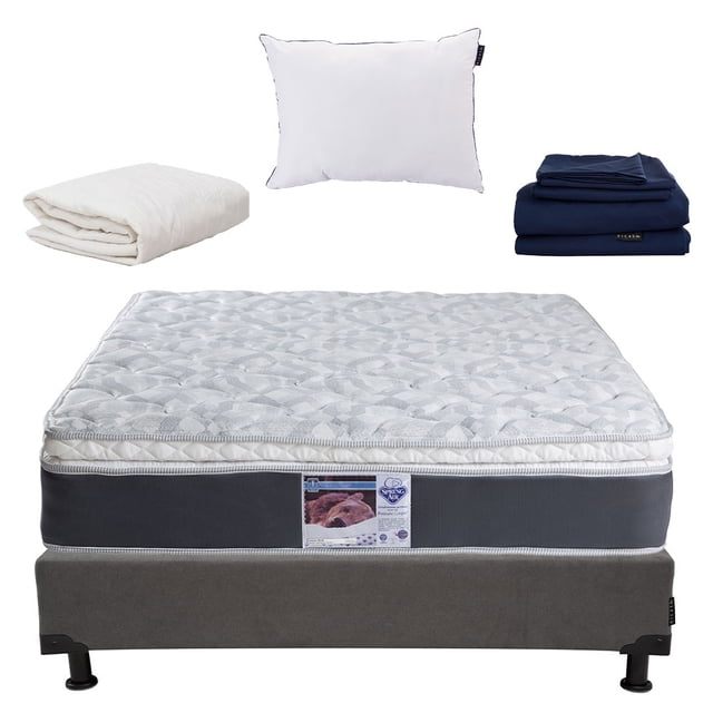 Colchón Individual Spring Air Marte + Box + Almohada One + Sábanas Softy + Protector de Colchón