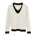 thumbnail image 4 of SGMVNU Sweaters for Womens 2025 Slim Fitted Knit Tops Long Sleeve V Neck Ribbed Knit Casual Work Basic Shirts(White, One Size), 4 of 4