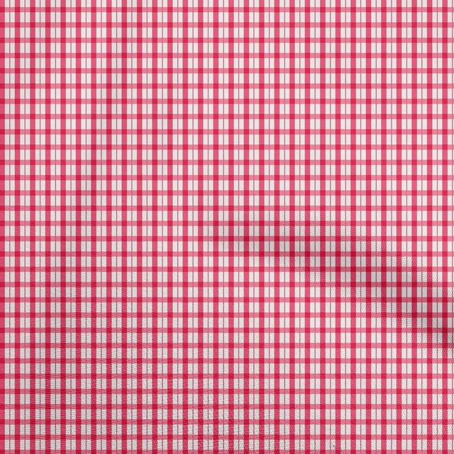 oneOone Cotton Poplin Pink Fabric Check Sewing Material Print Fabric By The Yard 42 Inch Wide