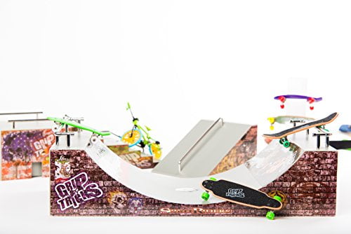 Grip&Tricks Fingerboard : Dimensions: 28 X 12 X 10 cm Rampes de Finger Mini Skate Halfpipe Assemblage avec 1 QUATERPIPE ET 1 Slider 