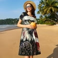 thumbnail image 4 of Fotbe Robe Rétro Motif Aigle Américain Décontractée Mode Femme Manches Courtes Robe Maxi Robe T-Shirt Rayée Longue à Blocs de Couleur, 4 of 6