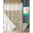 thumbnail image 2 of No Hook Shower Curtain with Snap in Liner, Vintage Birds Branches Leaves Bird Brown Hotel Shower Curtains for Bathroom, Washable Shower Curtain Liner Set with Mesh Top Window, 72”x78”, 2 of 6