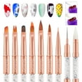 thumbnail image 3 of Pincel de diseño de uñas DR74 en tono rosa dorado, ideal para crear arte en uñas con facilidad. Incluye 8 puntas diferentes para usos variados, perfecto para gel acrílico, extensiones y más., 3 of 7