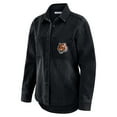 thumbnail image 2 of Women's WEAR by Erin Andrews Black Cincinnati Bengals Washed Oversized Denim Full-Snap Shacket, 2 of 6