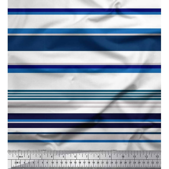 Soimoi Crepe Silk Fabric Stripe Color Block Decor Fabric Printed Yard 42 Inch Wide