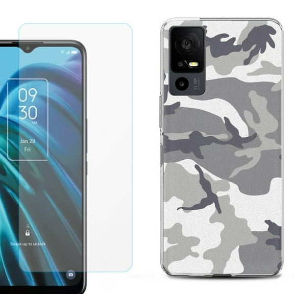 OneToughShield ® for TCL 40 XE 5G Shockproof Fashion Phone Case, with Tempered Glass Screen Protector - Urban Camo