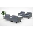 thumbnail image 2 of 4 Person Lobby Waiting Reception Lounge Chairs Set with Charging Tables Genuine 100% Leather Color Graphite Gray Corporate Offices Commercial Retail Spaces Model 9090 7pc, 2 of 6