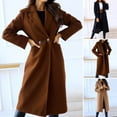 thumbnail image 2 of comerut Women Winter Overcoat Elegant Double-breasted Solid Color Long Sleeve Loose Warm Mid-calf Length Turn-down Collar Lady Winter Coat Female Clothes, 2 of 7