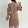 thumbnail image 4 of Riecok Robes for Women Plus Size Cozy Soft Long Sleeve Warm Bathrobe with Tie Closure Comfortable Nightdress Khaki 2XL, 4 of 8