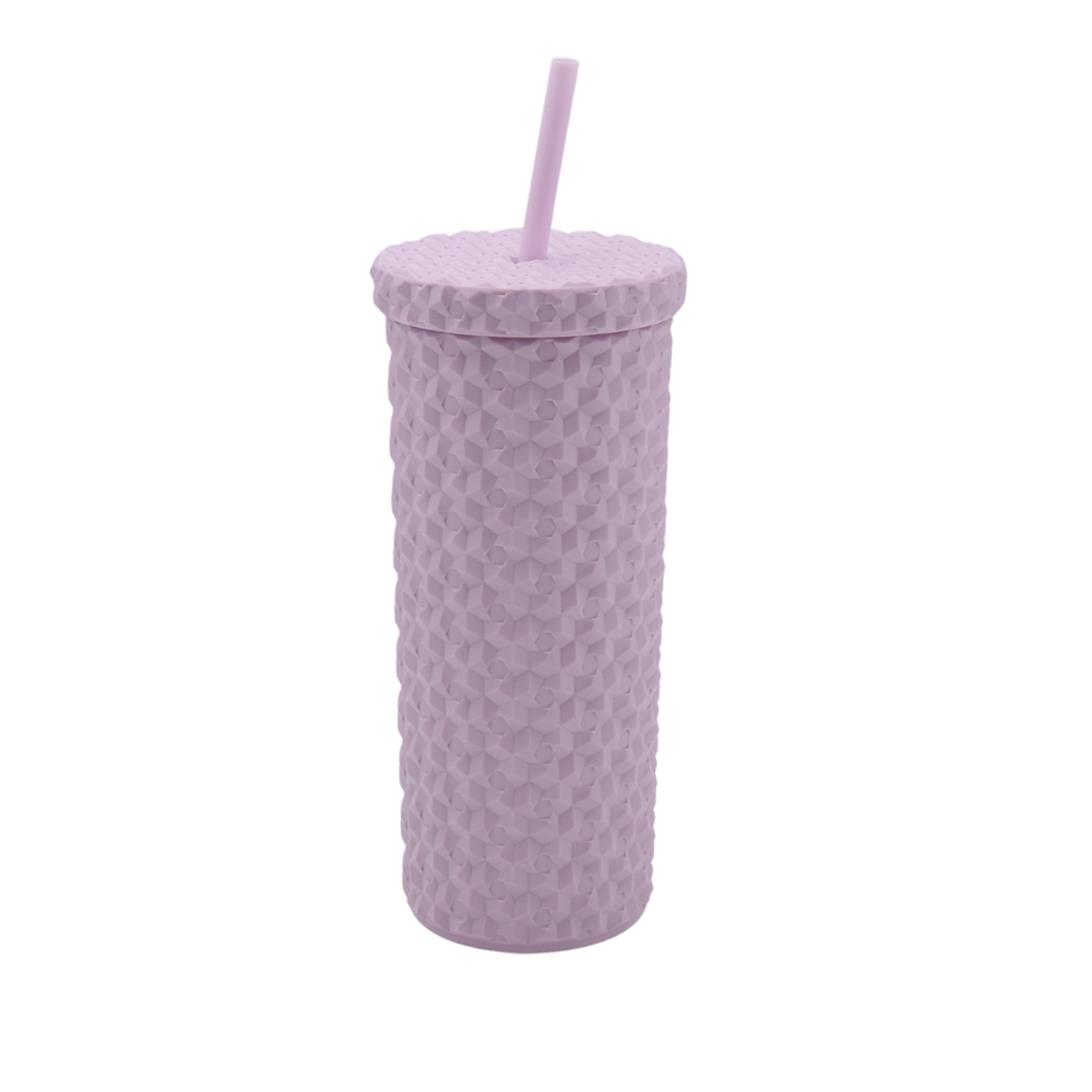 Mainstays 24-Ounce Eco-Friendly Plastic Textured Tumbler with Lid, Pink