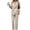 #0170-Khaki, variant on Two Piece Blazer Suit for Women Wrap Tie Waist Straight Leg Pants High Waist Business Casual Office Work Set