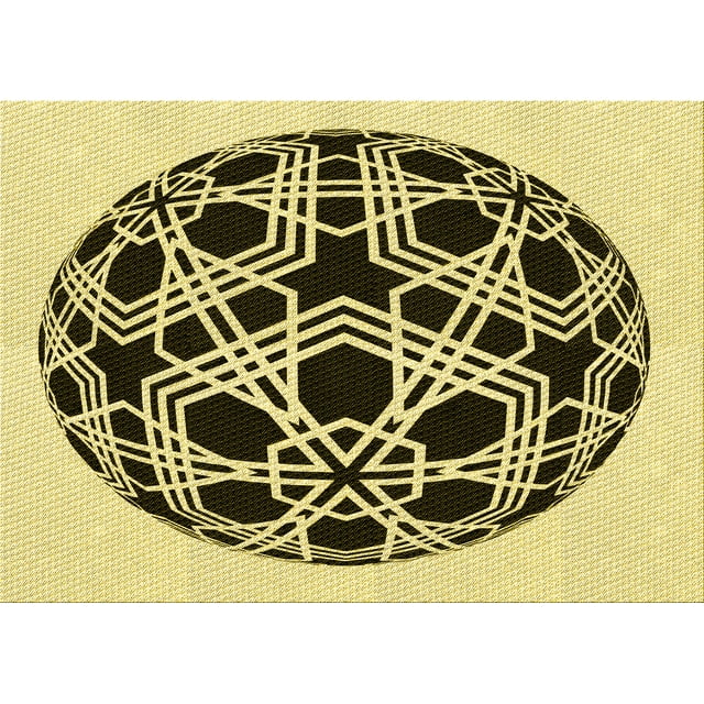 Ahgly Company Machine Washable Indoor Rectangle Transitional Mustard Yellow Area Rugs, 5' x 7'