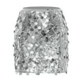 thumbnail image 3 of Kaerm Women's Girls Shiny Sequin Mini Skirt Glitter High Waist Bodycon Miniskirt Silver XL, 3 of 5