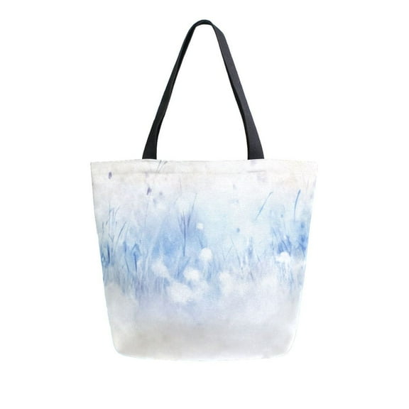 Durable Canvas Tote Bag with Zip Pocket Bags for Woman Shoulder Versatile Carryall for Everyday Use Light Blue Grass