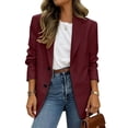 thumbnail image 4 of Daiosportswear Blazers for Women Business Casual Button Down Suit Solid Long Sleeve Jackets Wine, 4 of 5