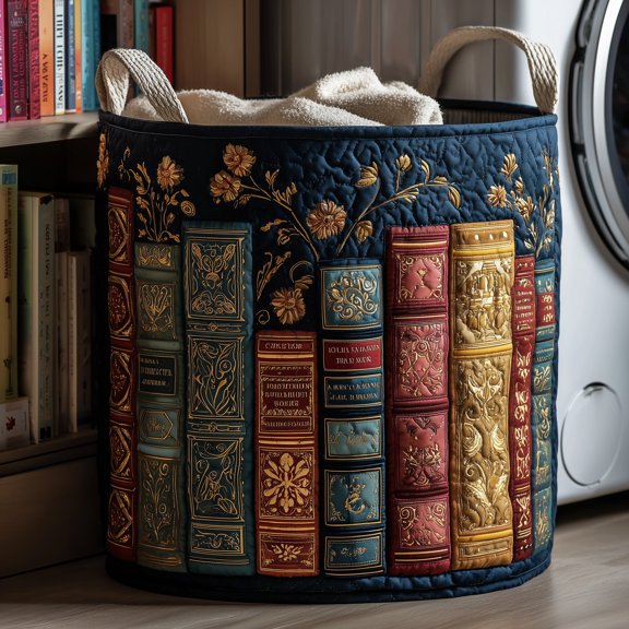 Bookish Quilted Laundry Basket Foldable Clothes Basket Storage Unique Gifts For Her