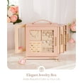 thumbnail image 5 of VigorPro 360° Rotating Jewelry Box, Jewelry Organizer with Transparent Window & Mirror for Girls Women(Peach Pink), 5 of 8